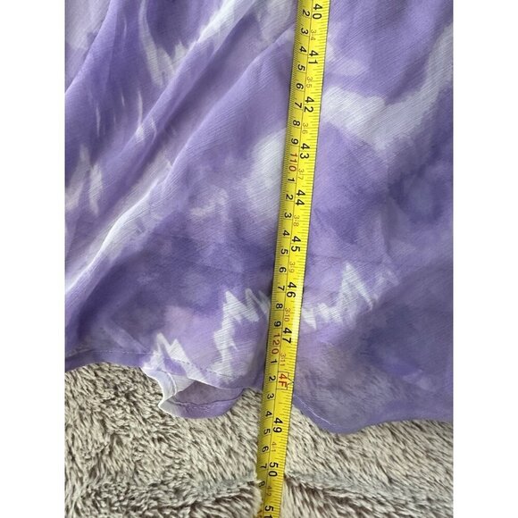 ASOS DESIGN Petite chiffon scoop neck midi slip dress purple tie dye print 2 New - Picture 7 of 16